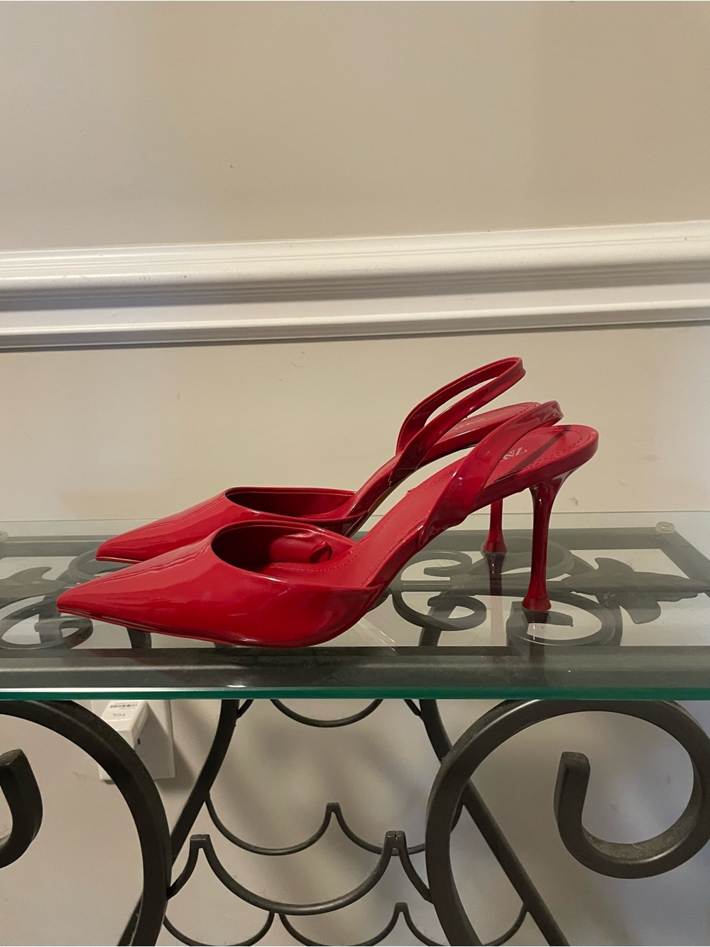 Zara Red Patent Slingback Pointed Heels 11